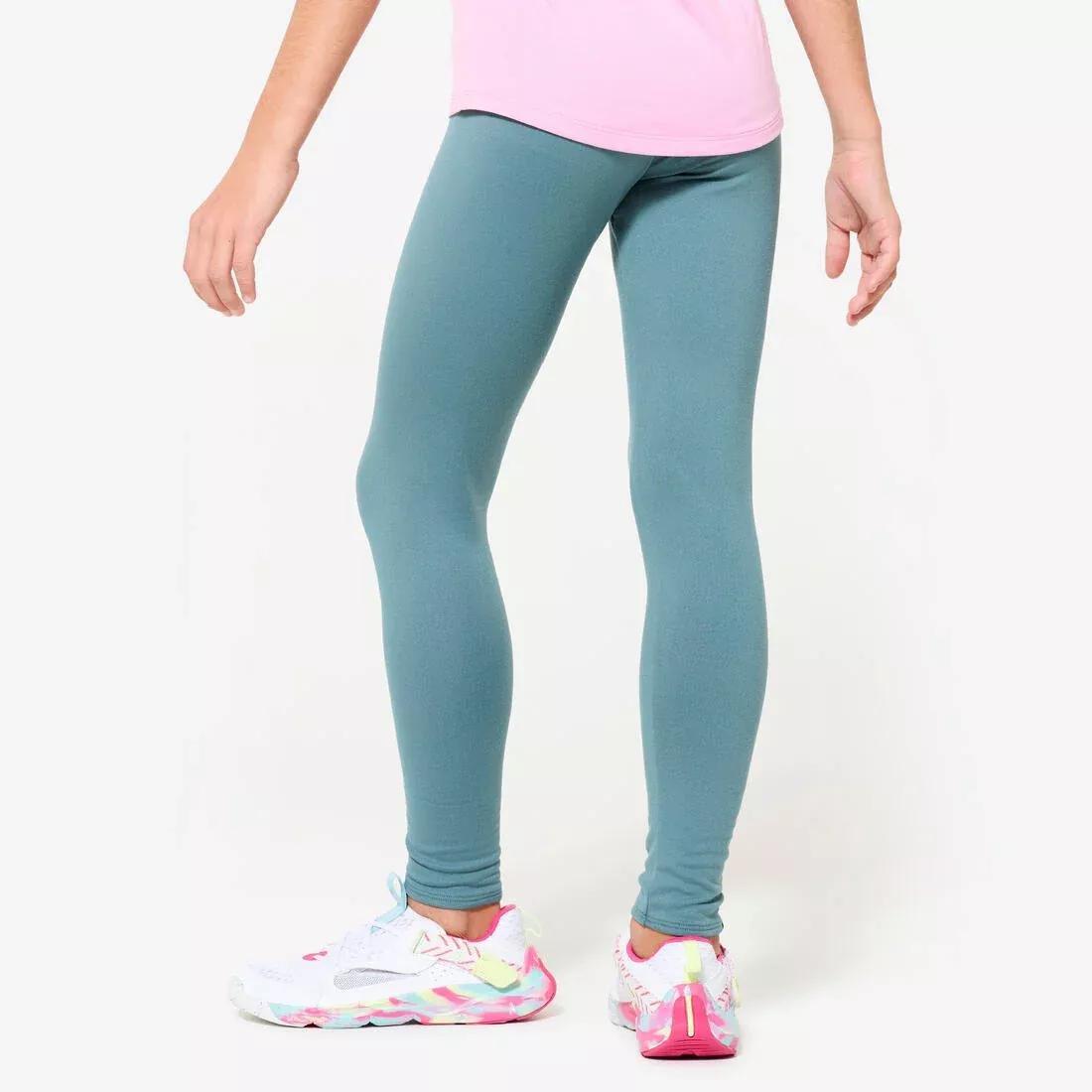 Kids Girls Warm & Breathable Multisport Leggings, Khaki, No Color, large image number 6