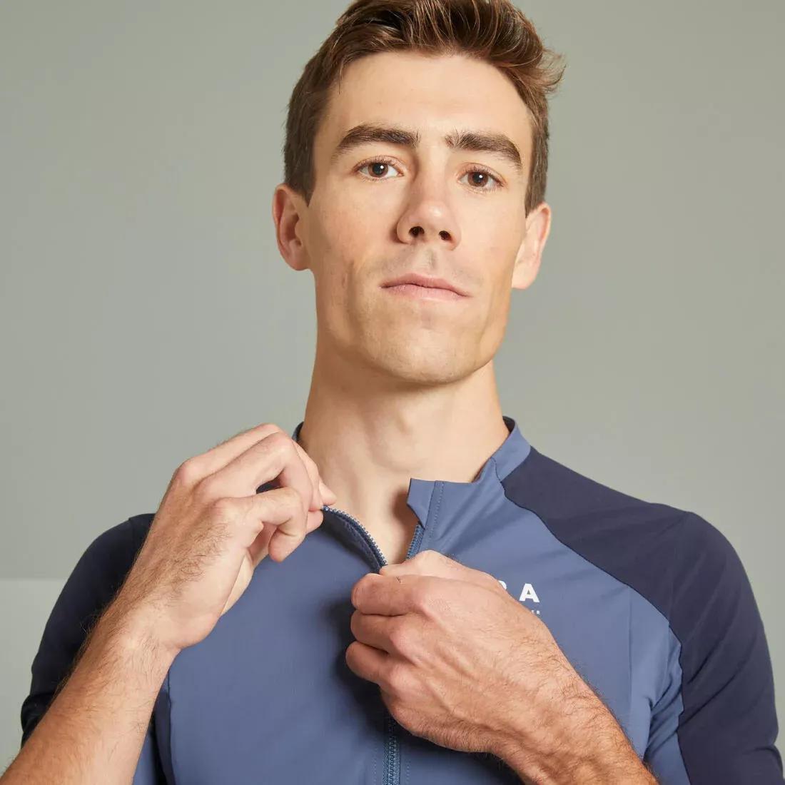 Short-Sleeved Mountain Biking Jersey Race, Blue, No Color, large image number 1