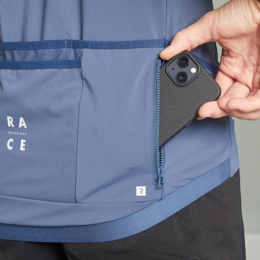 Short-Sleeved Mountain Biking Jersey Race, Blue, No Color, large image number 3