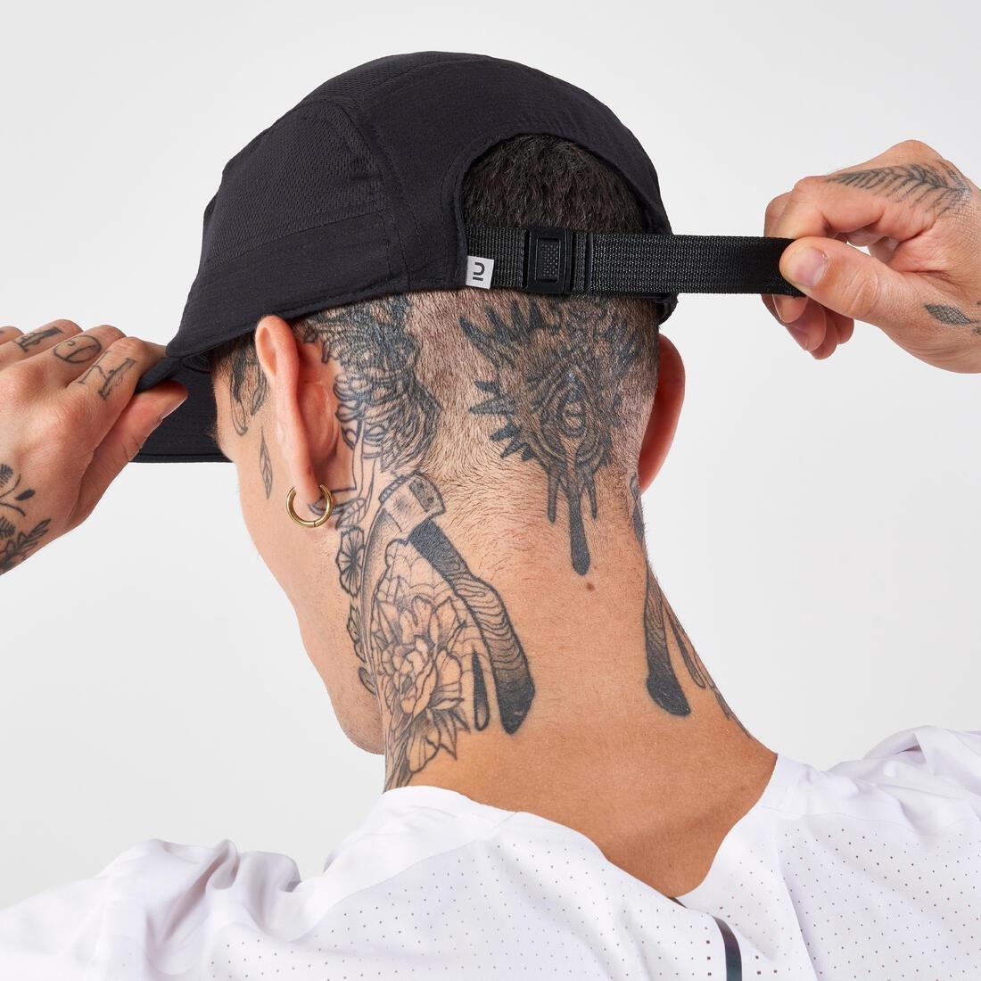 Unisex Running Cap - Kiprun 5 Panels, Black, No Color, large image number 4