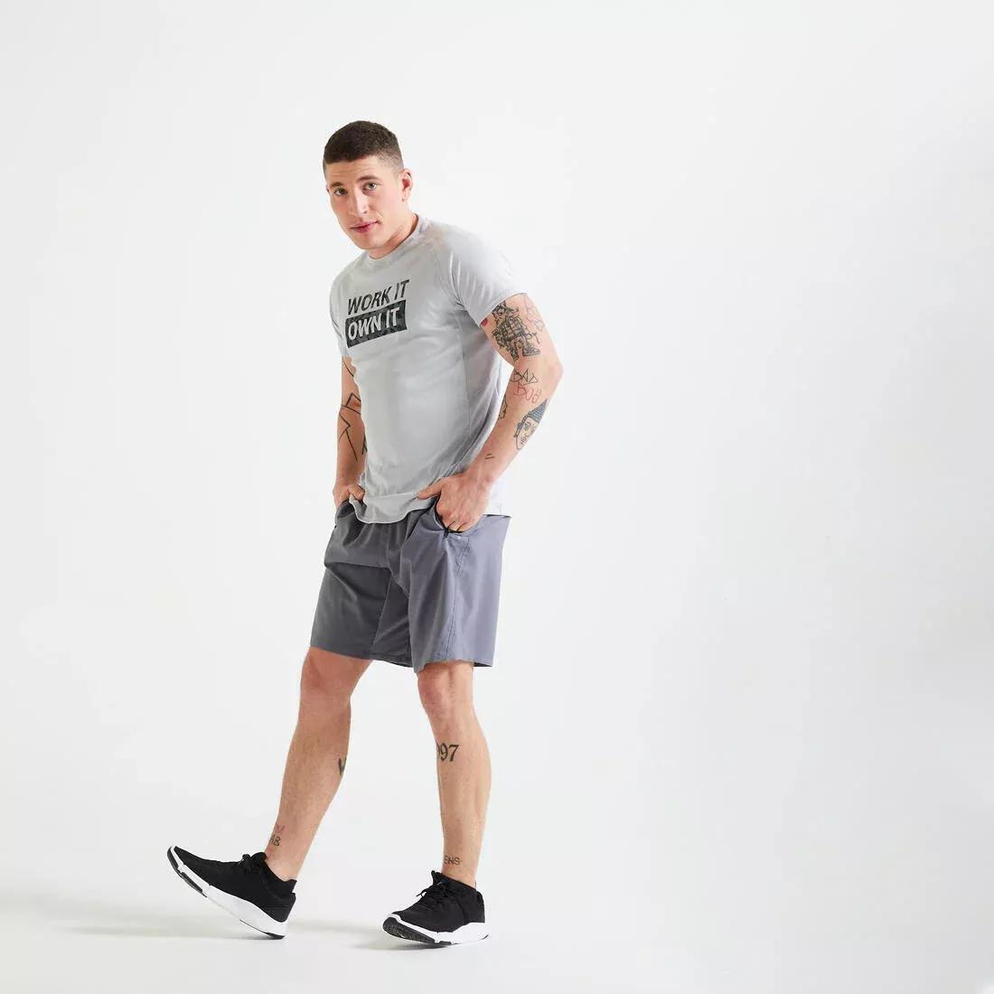 Men Zip Pocket Breathable Essential Fitness Shorts, Navy, , large image number 6