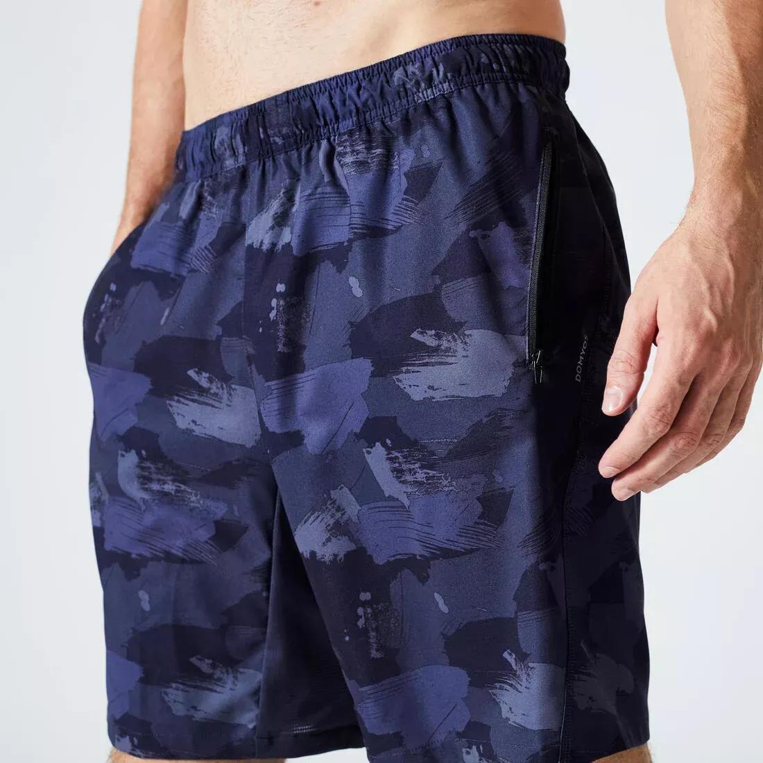 Men Zip Pocket Breathable Essential Fitness Shorts, Navy, , large image number 10