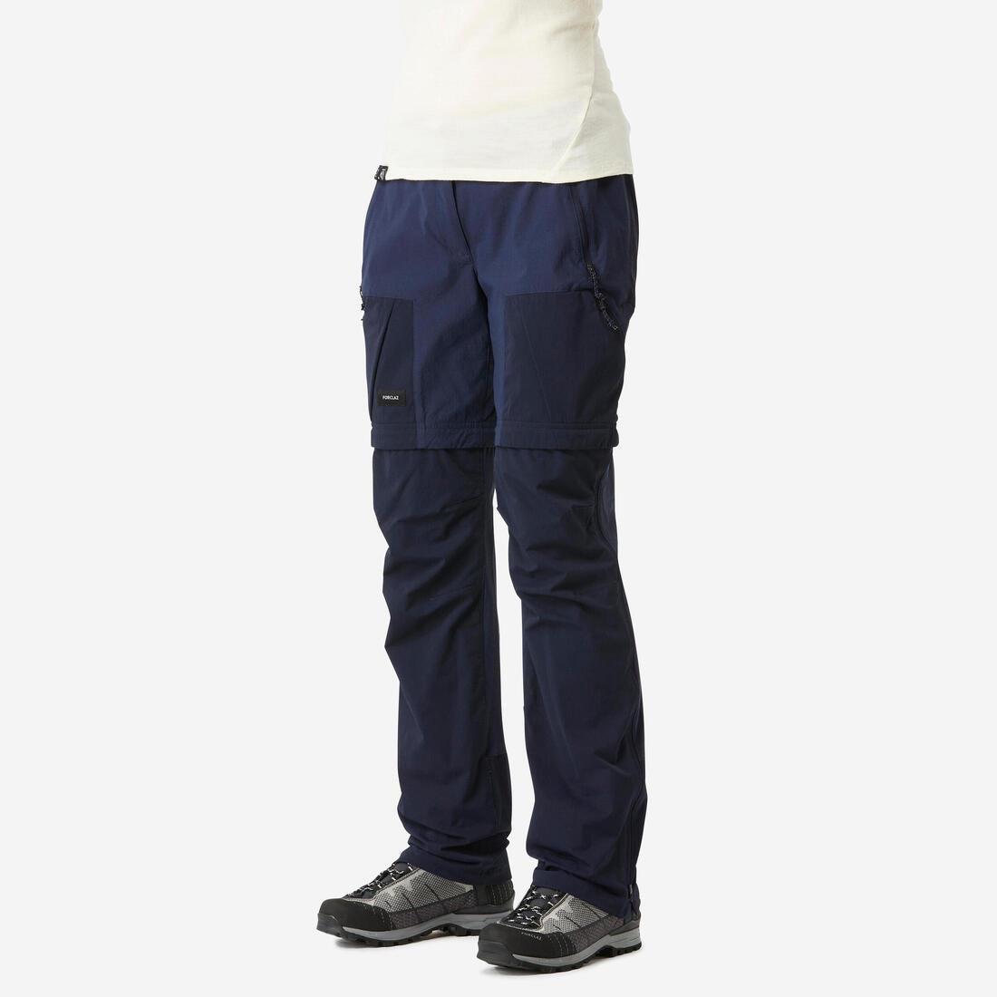 Women's Mountain Trekking 2-in-1 Zip-Off Trousers MT500, navy blue, , medium