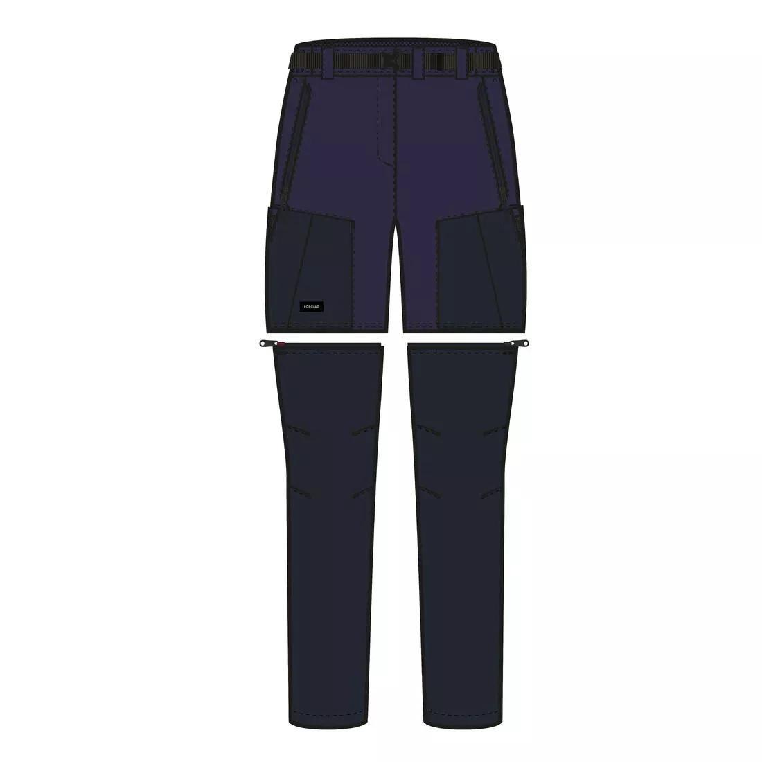 NAVY BLUE Women's Mountain Trekking 2-in-1 Zip-Off Trousers MT500, 5401_000, medium