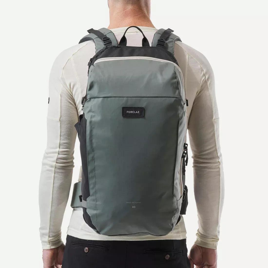Travel Backpack 40 L - Travel 500 Organizer, Khaki, No Color, large image number 9