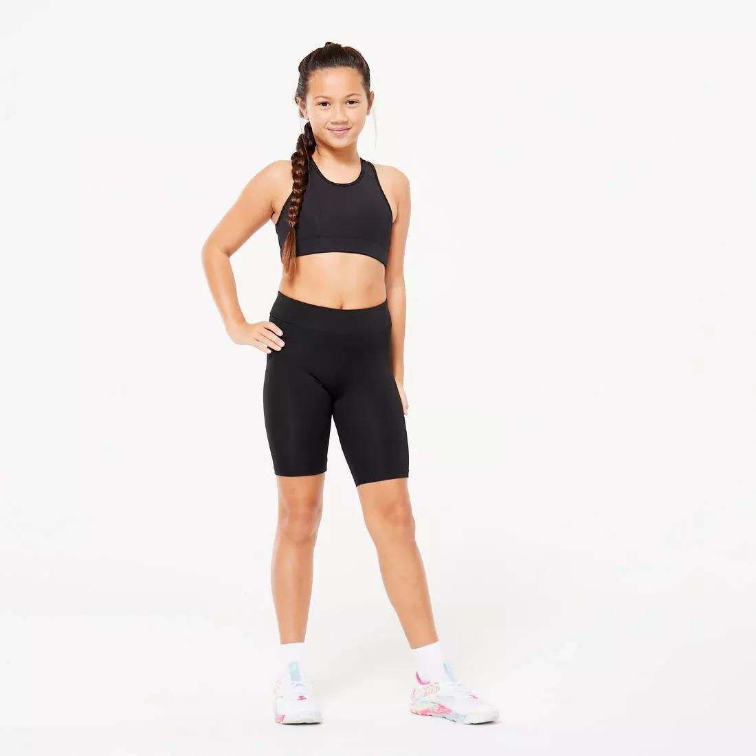 Kids Girls Basic Gymnastics Bike Shorts, Black, , large image number 1