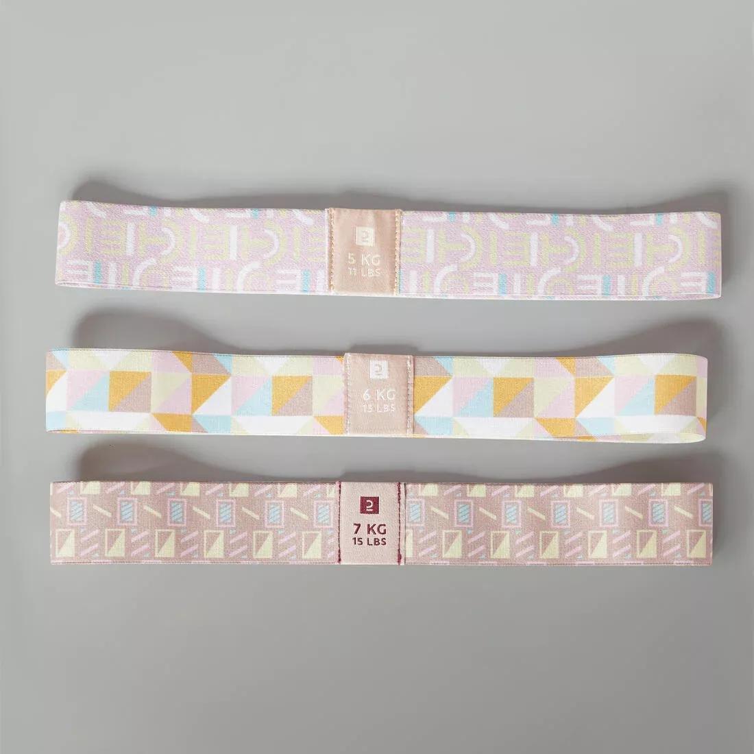 Mini Textile Fitness Bands - Set Of 3 - Resistance 5-6-7 Kg, Brown, No Color, large image number 2