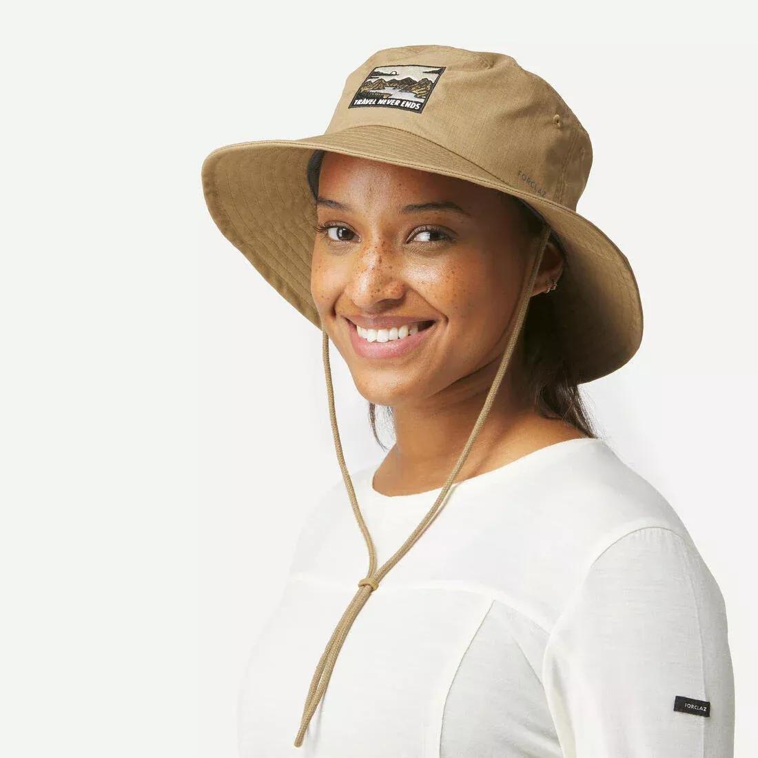 BROWN Anti-UV Trekking Hat Travel 100, No Color, large image number 3