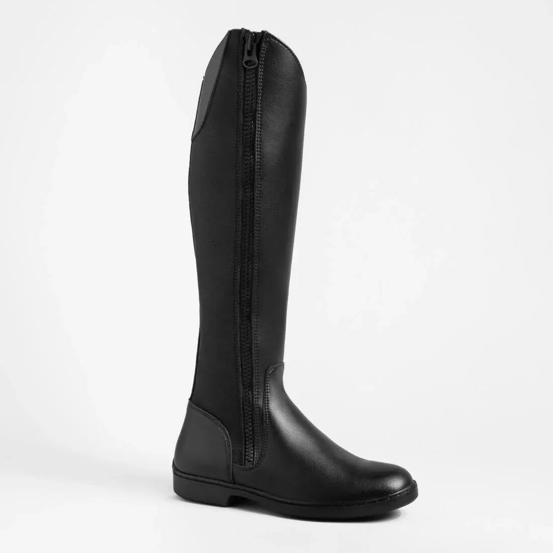 Adult Synthetic Horse Riding Long Boots - 500, Black, No Color, large image number 8
