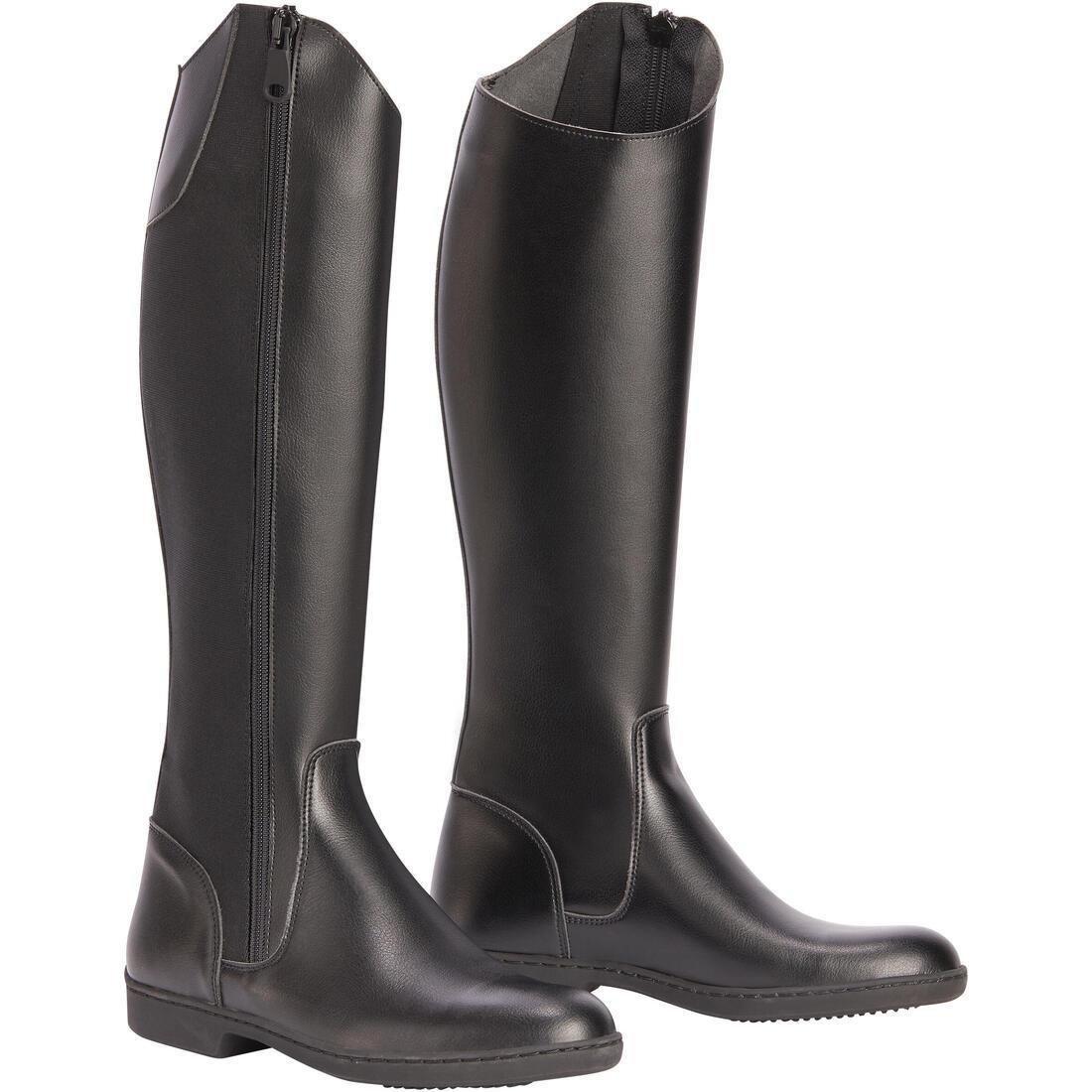 Adult Synthetic Horse Riding Long Boots - 500, Black, No Color, large image number 10