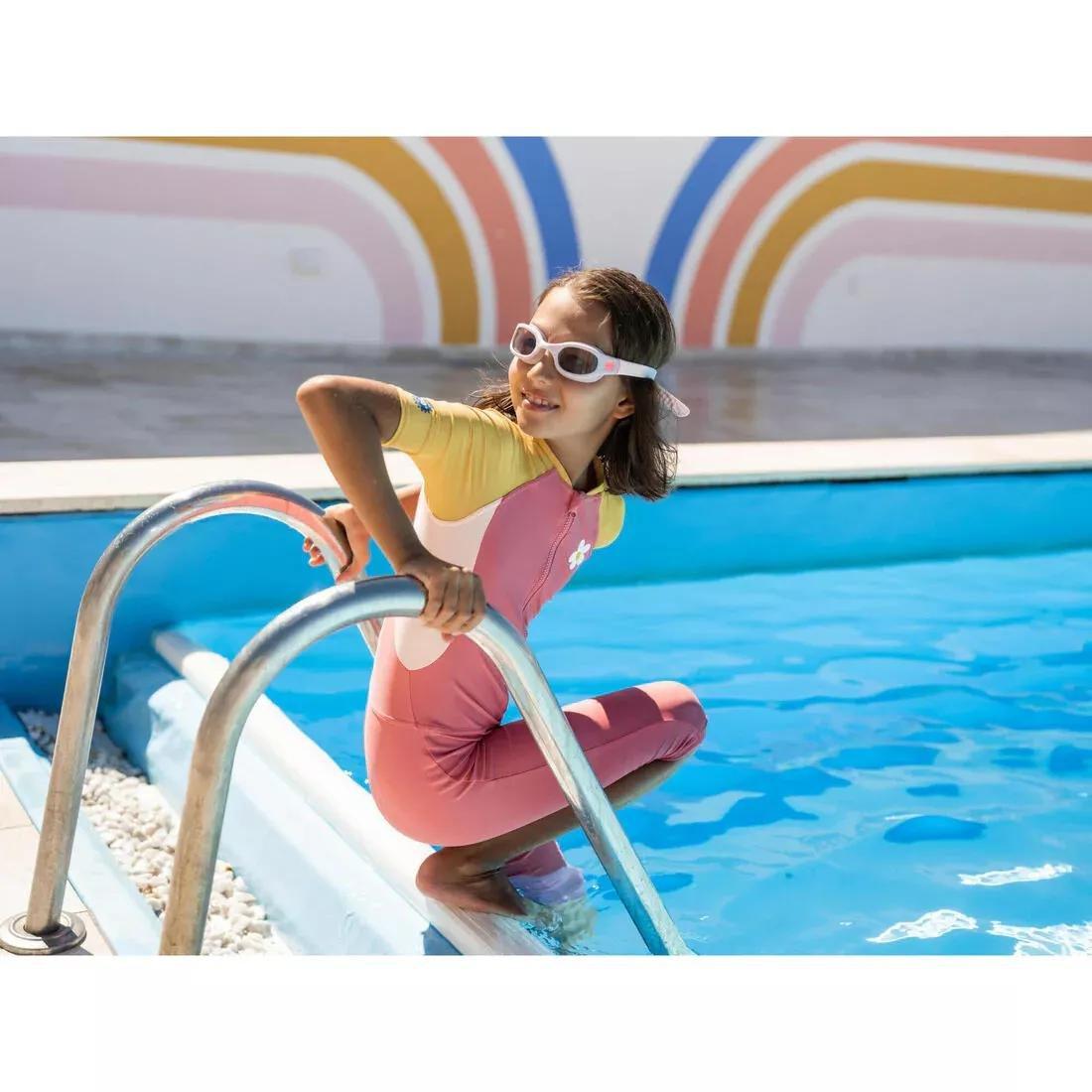 Kids Girls Shorty Swimsuit, Pink, No Color, large image number 7