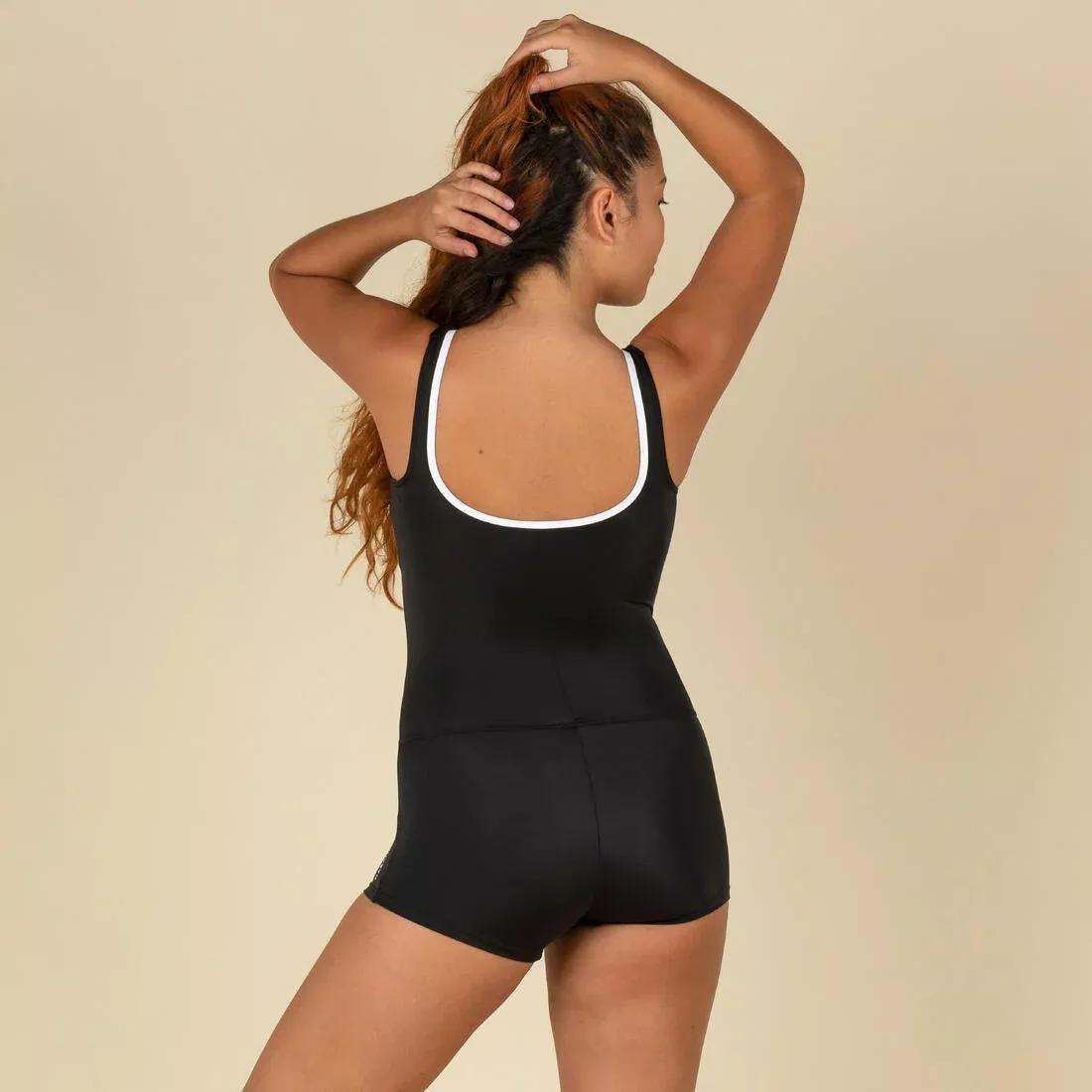Women One-Piece Heva Swimsuit Shorty Zip, Black, , large image number 1