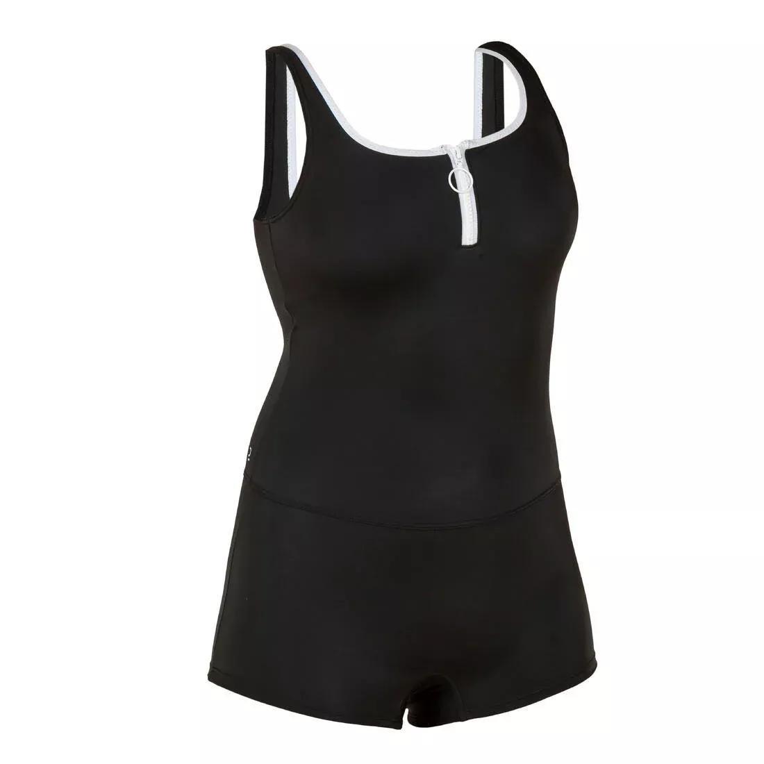 Women One-Piece Heva Swimsuit Shorty Zip, Black, , large image number 10