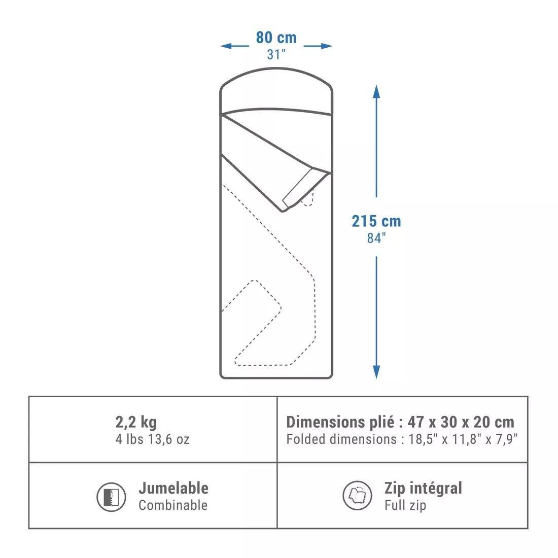 Unisex Arpenaz Sleeping Bag, Smoked Green, No Color, large image number 1