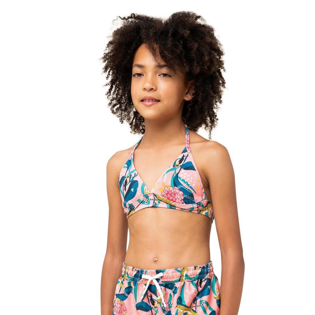 Kids Girls Halter Neck Swimsuit - 100, Turquoise, No Color, medium