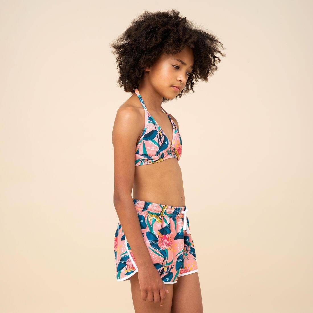 Kids Girls Halter Neck Swimsuit - 100, Turquoise, , large image number 3