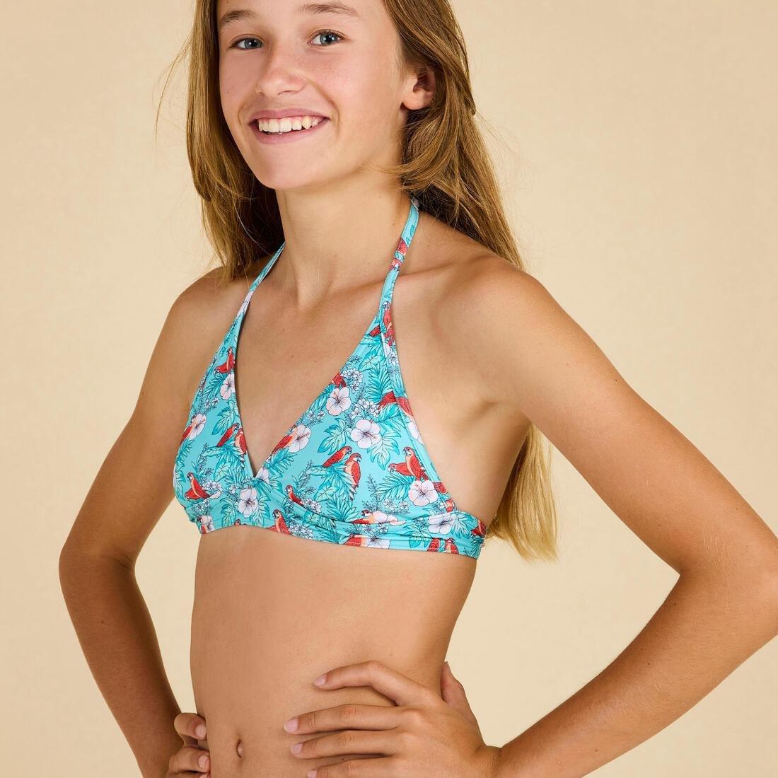 Kids Girls Halter Neck Swimsuit - 100, Turquoise, No Color, large image number 10