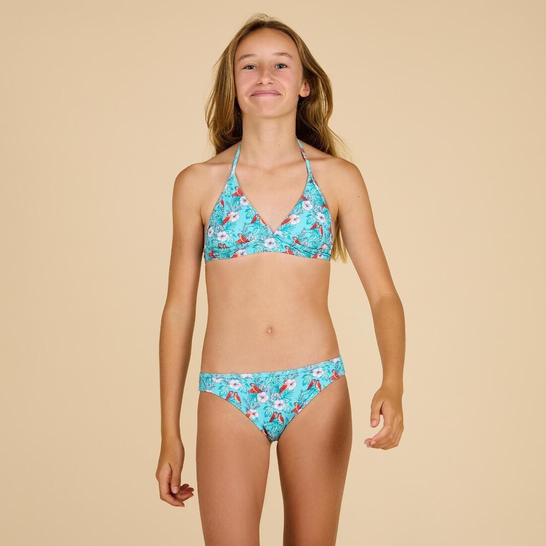 Kids Girls Halter Neck Swimsuit - 100, Turquoise, No Color, large image number 12