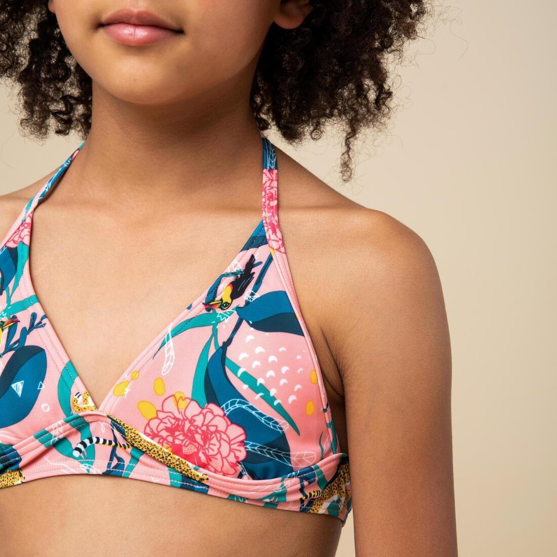 Kids Girls Halter Neck Swimsuit - 100, Turquoise, , large image number 14