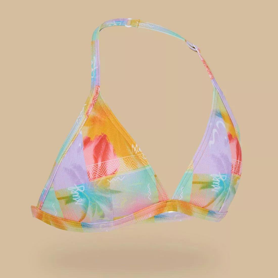 Kids Girls Triangle Swimsuit Top - Tea 100, Yellow, 5401_000, large image number 4