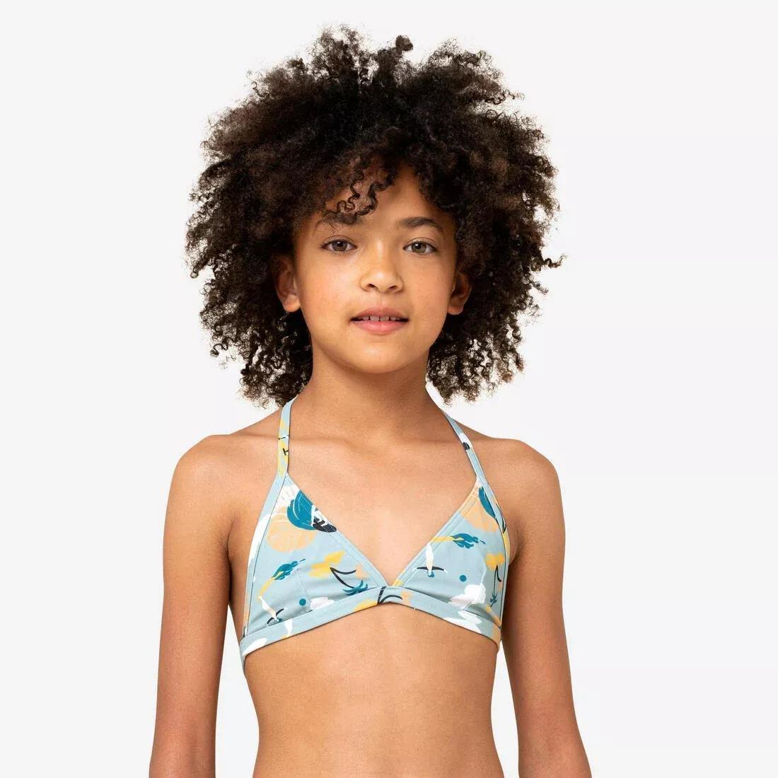 Kids Girls Triangle Swimsuit Top - Tea 100, Yellow, 5401_000, large image number 6