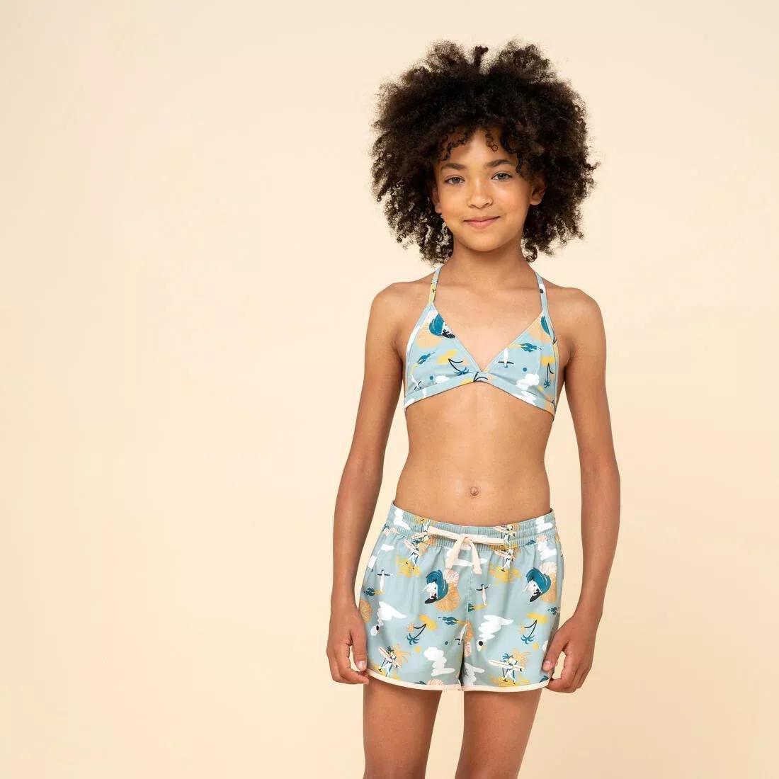 Kids Girls Triangle Swimsuit Top - Tea 100, Yellow, 5401_000, large image number 10