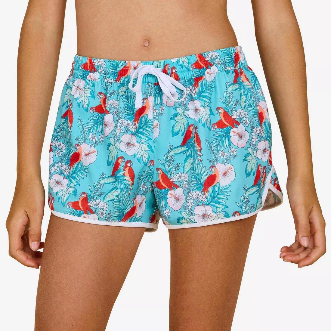 Kids Girls Swimming Shorts - 100 Katy, Turquoise, , large image number 1