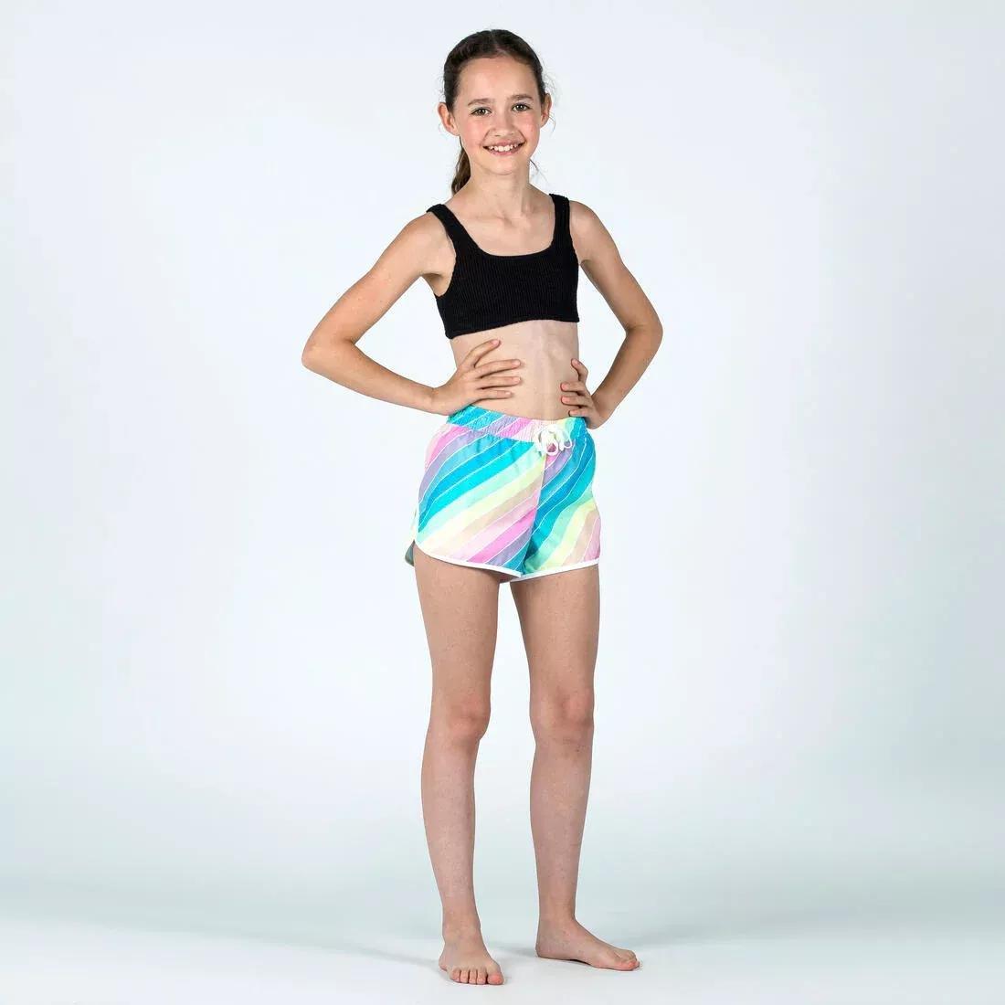 Kids Girls Swimming Shorts - 100 Katy, Turquoise, No Color, large image number 4