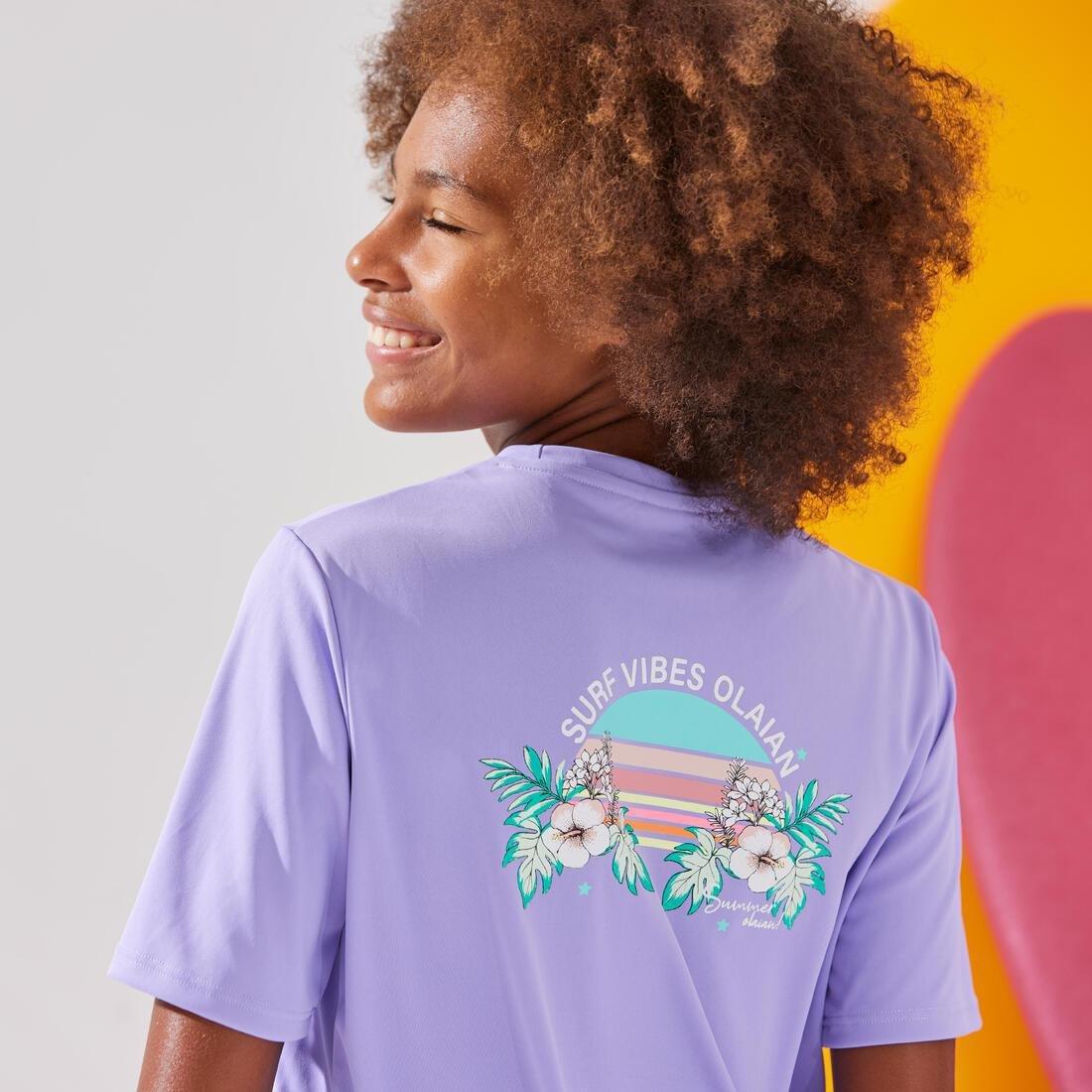 Kids Unisex Surfing Skating Short-Sleeved Water T-Shirt, Purple, , large image number 2