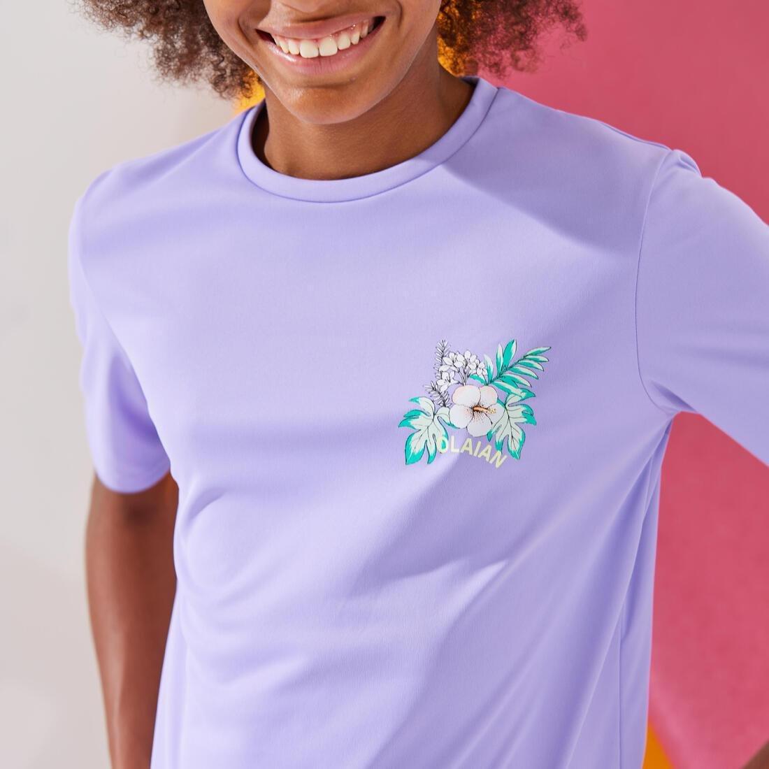 Kids Unisex Surfing Skating Short-Sleeved Water T-Shirt, Purple, , large image number 3