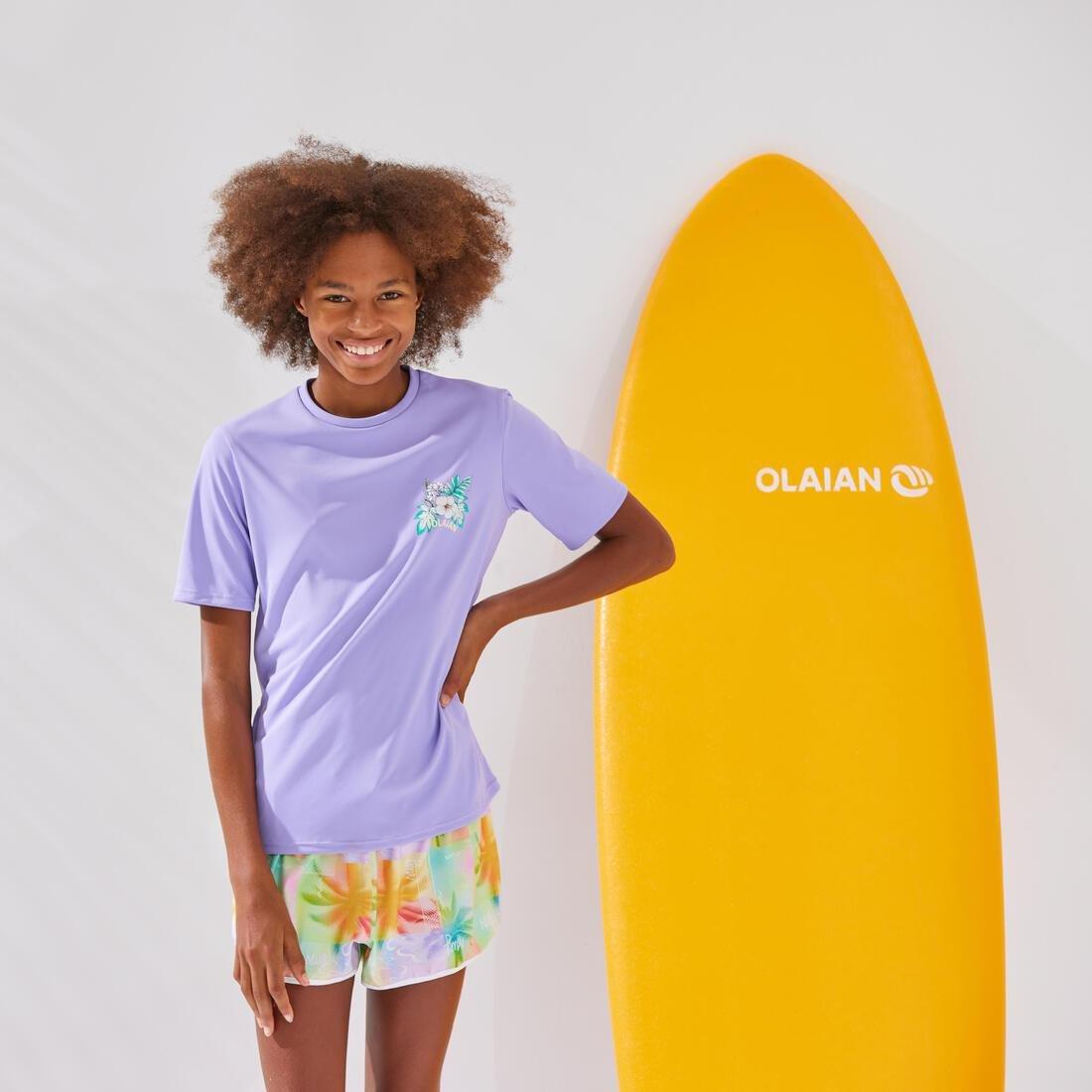 Kids Unisex Surfing Skating Short-Sleeved Water T-Shirt, Purple, , large image number 6