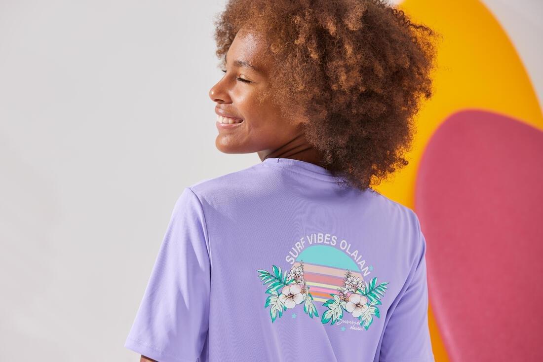 Kids Unisex Surfing Skating Short-Sleeved Water T-Shirt, Purple, No Color, large image number 8