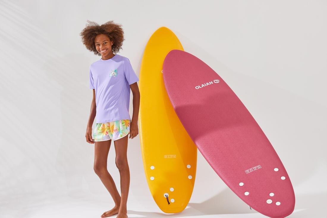 Kids Unisex Surfing Skating Short-Sleeved Water T-Shirt, Purple, No Color, large image number 9