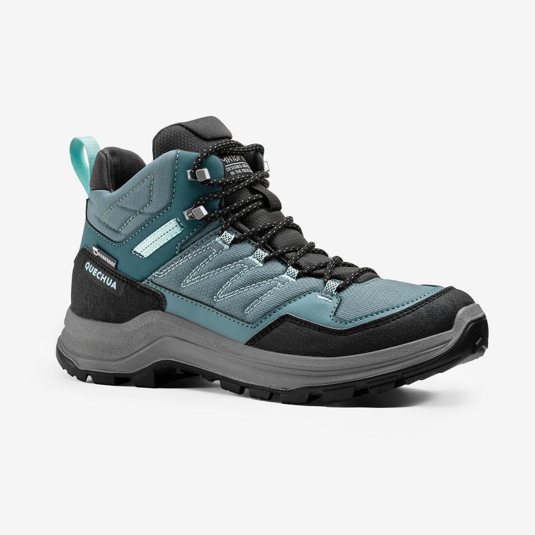 Women Waterproof High Hiking Boots - MH100, Blue, No Color, medium