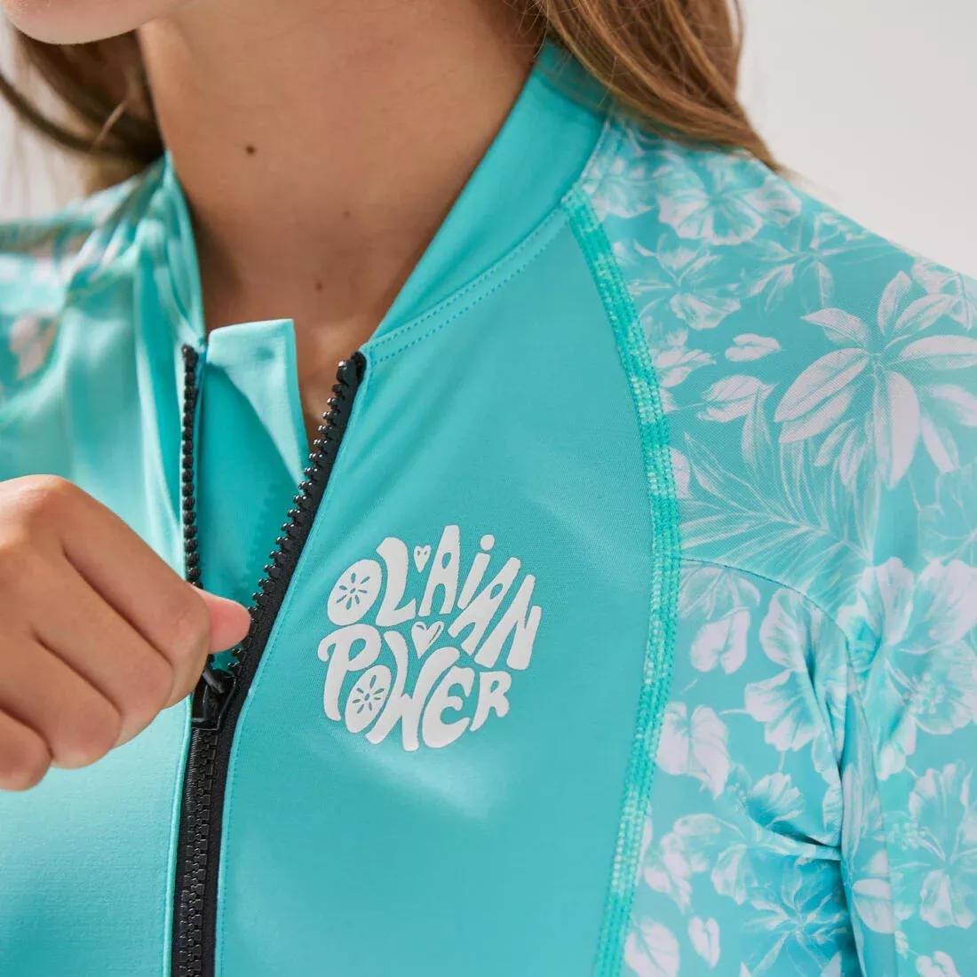 TURQUOISE 1-piece long-sleeve swimsuit, No Color, large image number 9
