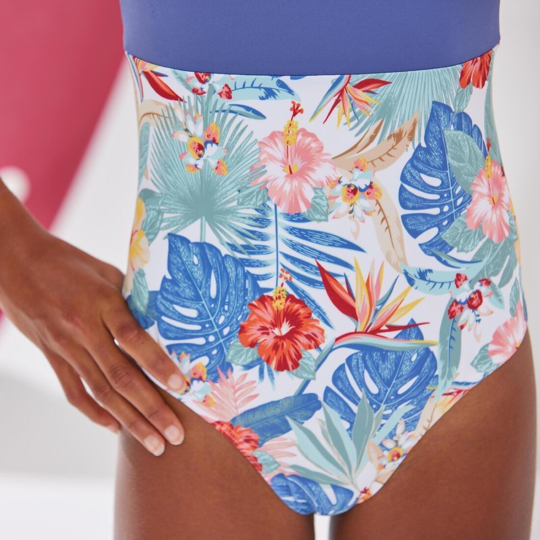 Kids Girls One-Piece Swimsuit - 500, Multicolour, No Color, medium