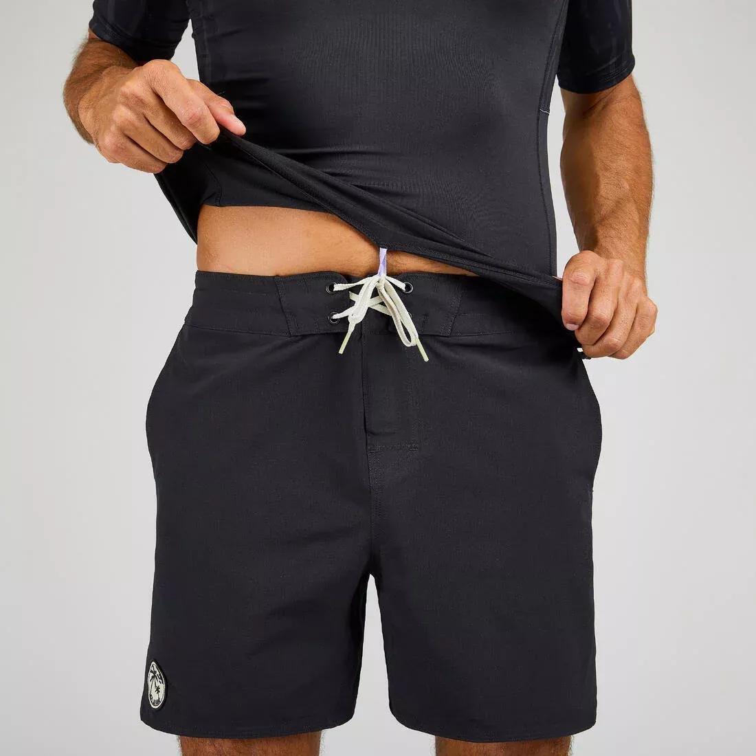 Men Surfing 500 Short-Sleeved Anti-Uv T-Shirt Top Palmeraie, Black, No Color, medium