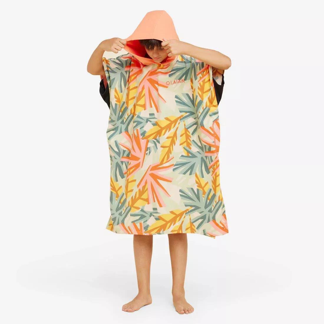 Kids Girls Surf Poncho - 550 (135 To 160 Cm), Pink, , medium