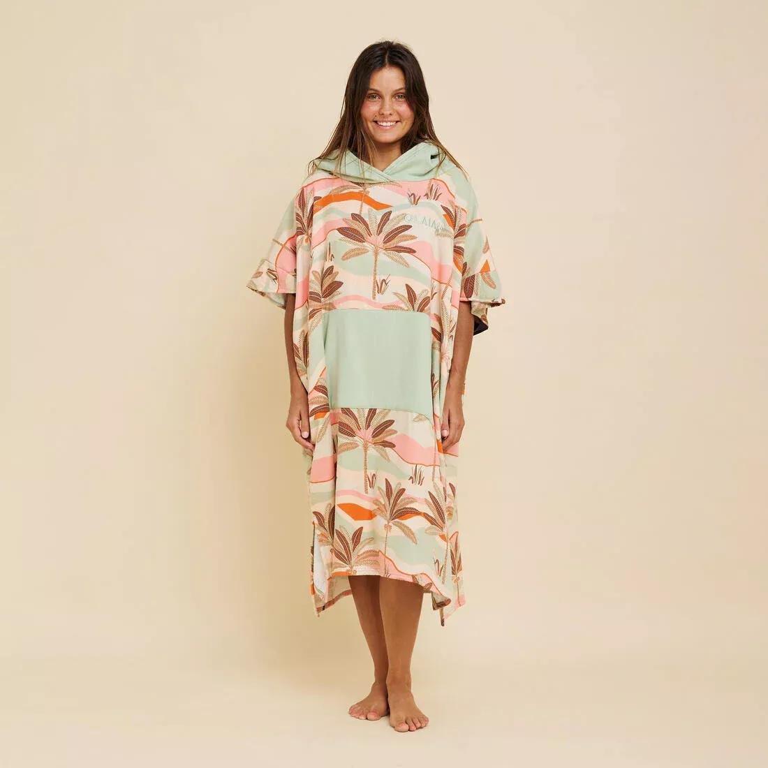 Unisex Printed Surf Poncho - 500, Peach, No Color, large image number 0