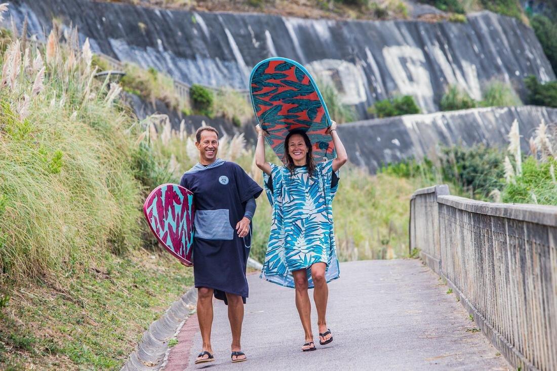 Unisex Printed Surf Poncho - 500, Peach, No Color, large image number 2