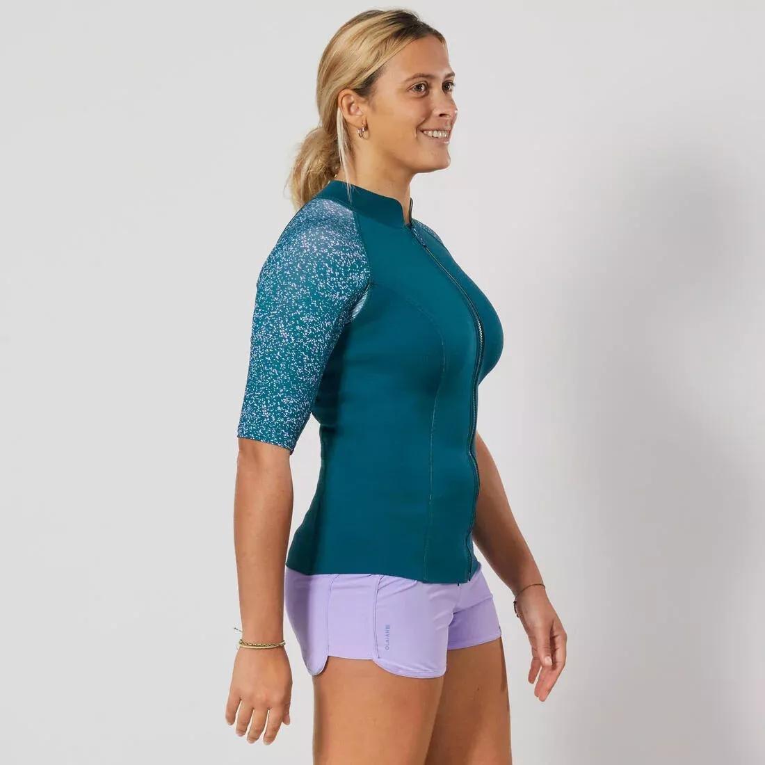 Women short-sleeve anti-UV 1.5 mm top, Navy, No Color, medium