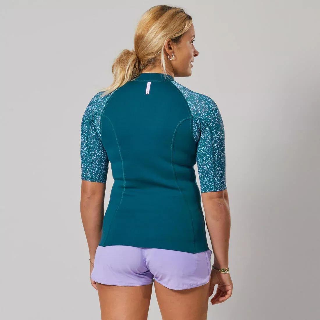 Women short-sleeve anti-UV 1.5 mm top, Navy, No Color, medium