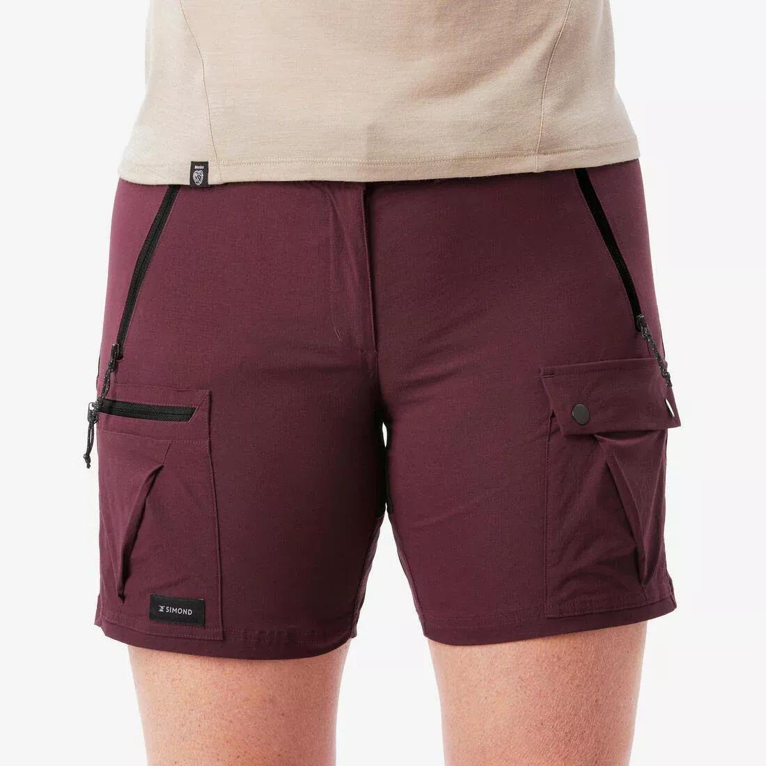 Women Trekking Shorts - MT500, Burgundy, No Color, medium