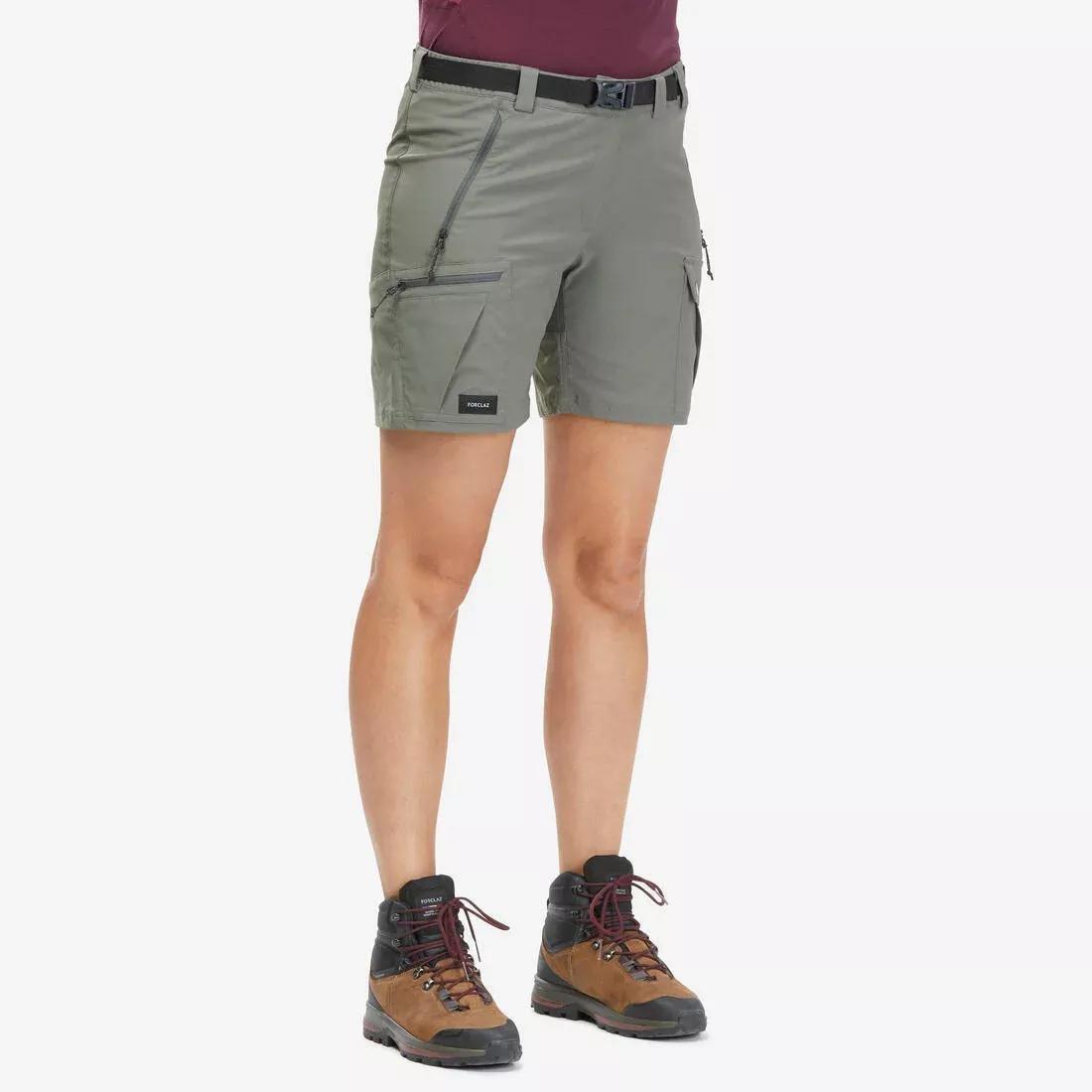 Women Trekking Shorts - MT500, Burgundy, No Color, medium