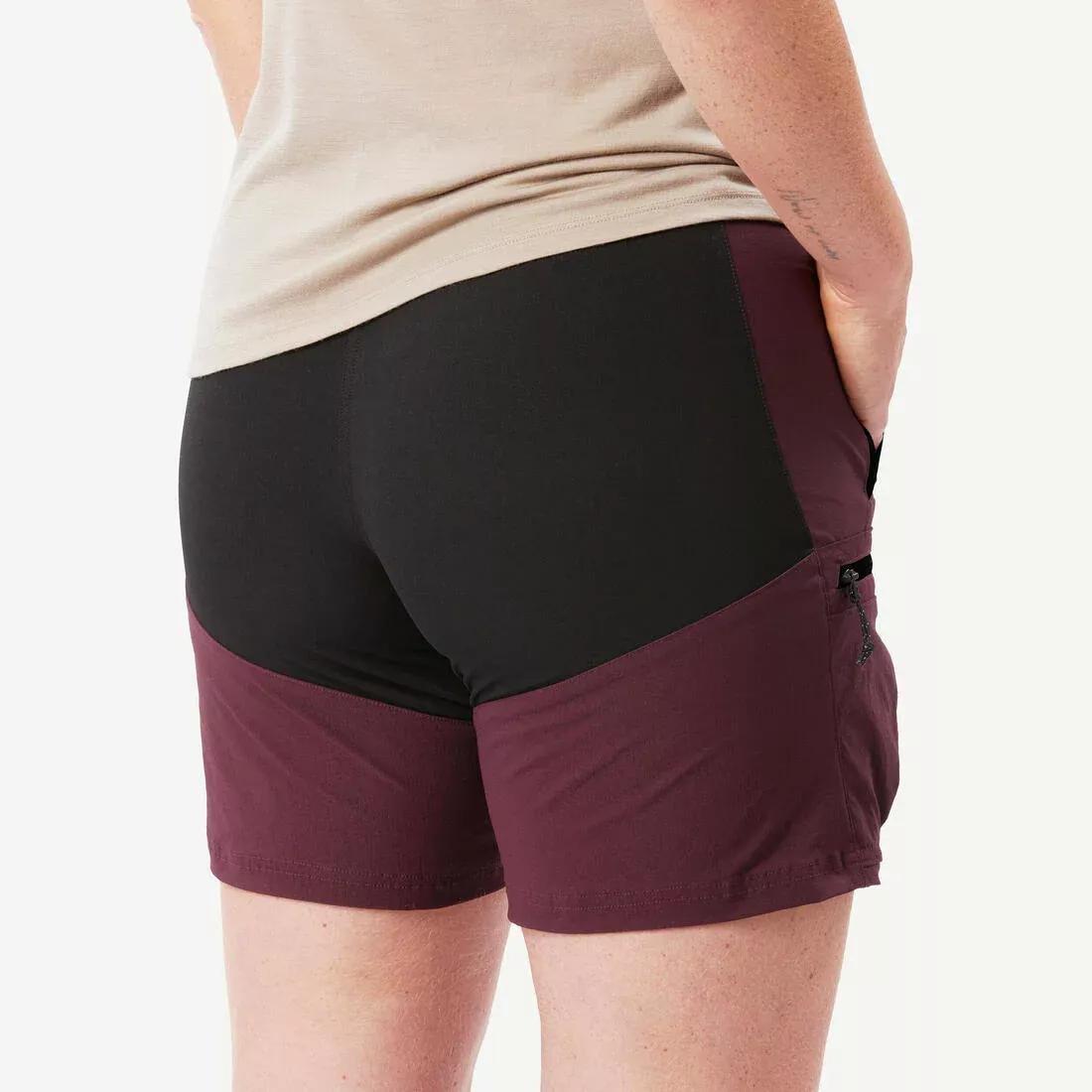 Women Trekking Shorts - MT500, Burgundy, No Color, medium