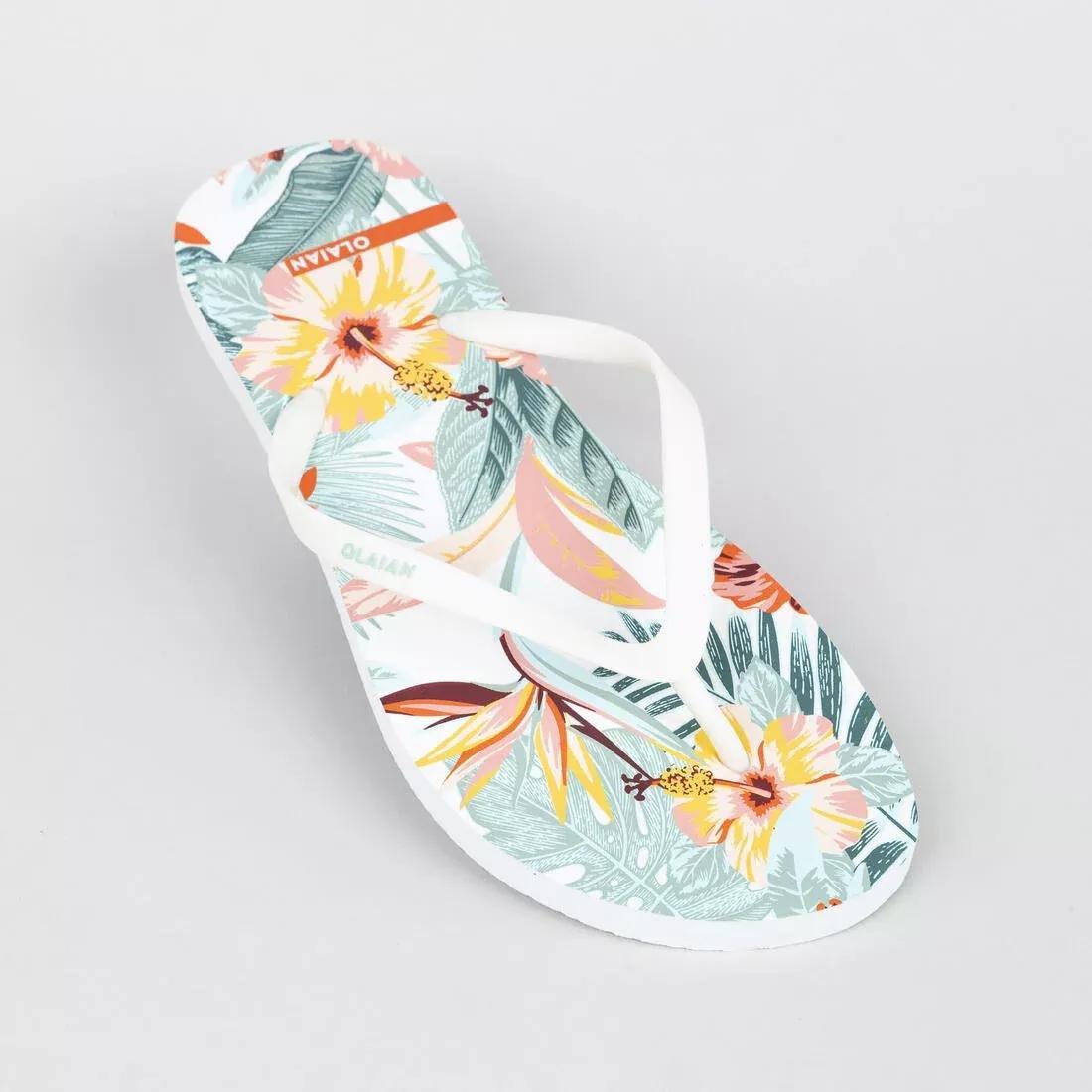 Women Flip-Flops - TO100S Print, White, No Color, medium