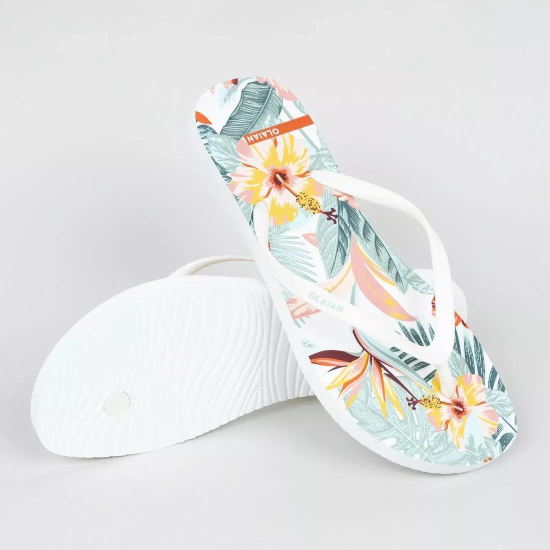 Women Flip-Flops - TO100S Print, White, No Color, large image number 4