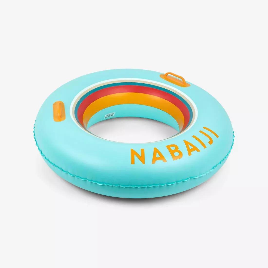 Large 92 Cm Inflatable Printed Pool Ring With Comfort Grips, Green, No Color, large image number 1