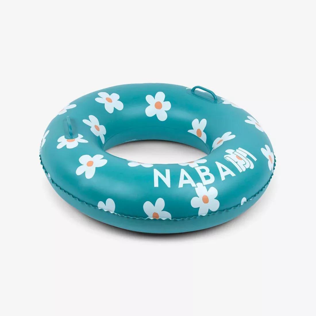 PURPLE Large 92 cm inflatable printed pool ring with comfort grips, No Color, large image number 0