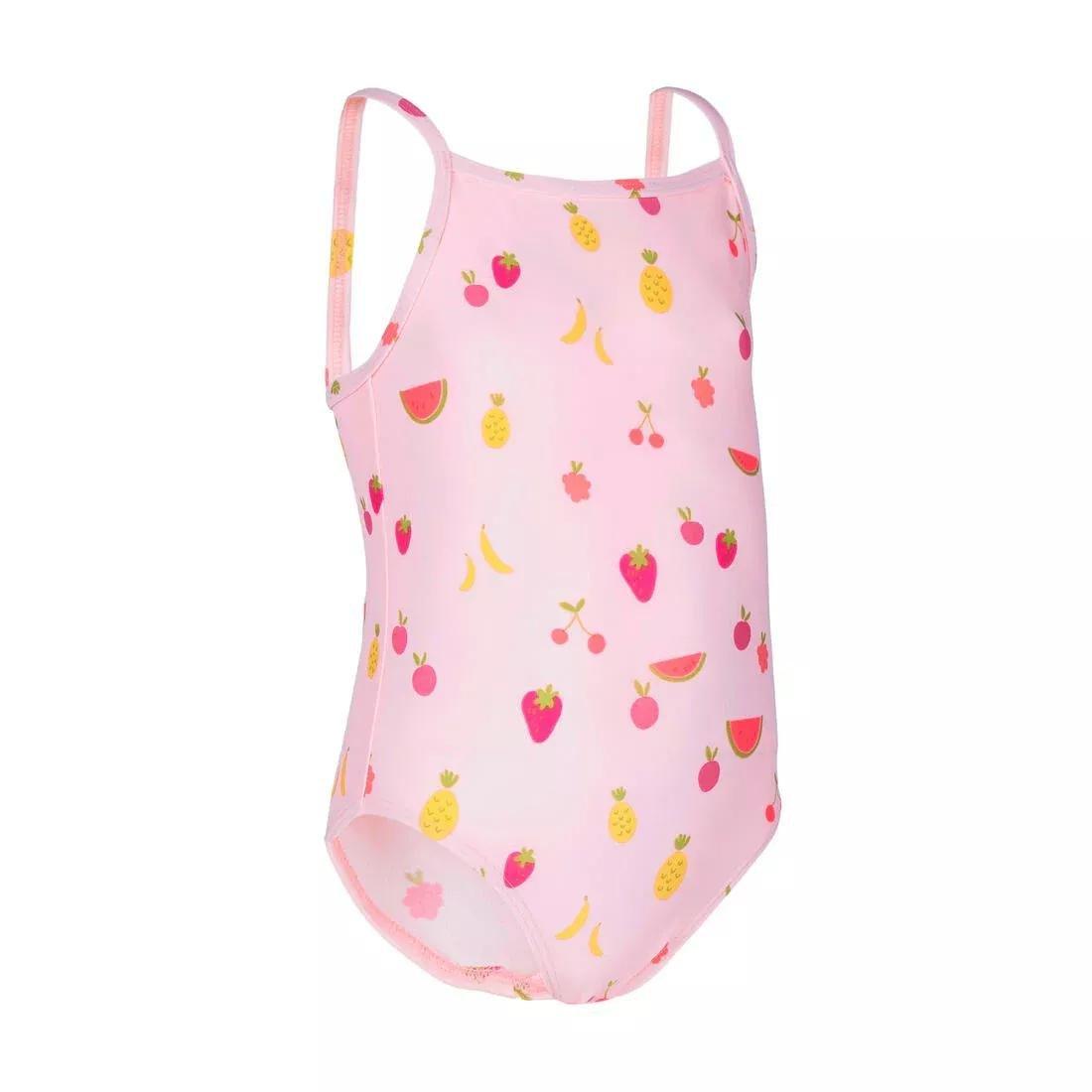 Kids Girls One-Piece Swimsuit Pink With Fruit Print, Orange, , large image number 4